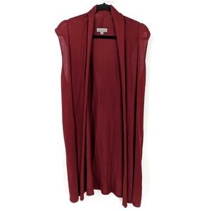 Joseph A Sleeveless Draped Open Front Cardigan Sweater Red Women's Size Large